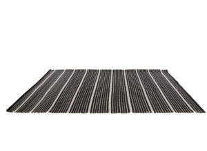 Black Rug with White Woven Detail