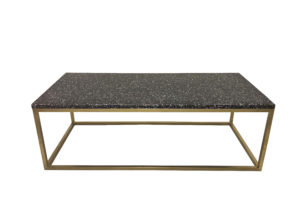Black Terrazzo Rectangular Coffee Table with Gold Metal Frame