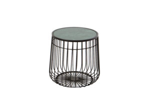 Black Wire Frame Side Table with Green Marble top