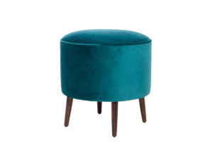 Teal Velvet Round Ottoman