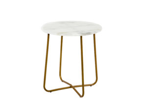 White Marble Top Side Table with Copper Legs