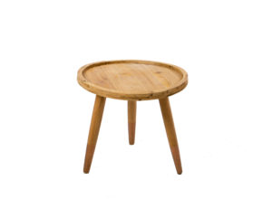 Round Wooden Side Table with Dipped Copper Legs