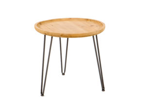 Round Wooden Side Table with Hairpin Legs