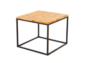 Square Wooden Side Table with Metal Legs