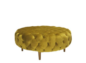 Mustard Velvet Round Deep Button Ottoman 1m