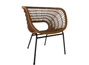 Natural Cane Open-Back Armchair