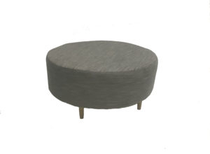 Navy and Stone Herringbone Round 1m Ottoman