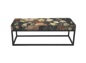 Navy Floral Blue Double Ottoman Cushion  with black or white metal frame (please enquire)