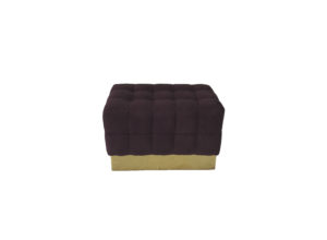 Purple Velvet Single Ottoman with Gold Trim