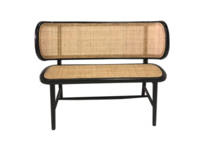 Black Cane Rattan Bench