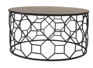 Black Geometric Round Metal Coffee Table