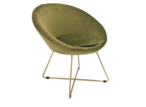 Burnt Lime Velvet Bucket Chair
