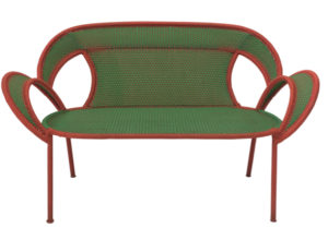 Green and Red Woven Bench