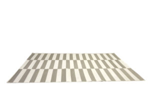 Grey and White Short Stripe Rug