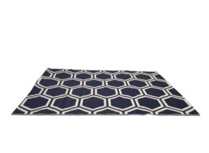 Navy and White Honeycomb Plastic Rug