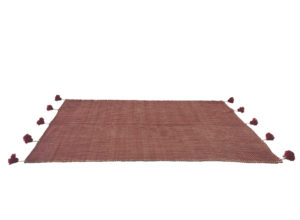Red and White Woven Soft Rug with Tassels