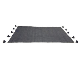 Royal Blue and White Woven Soft Rug with Tassels