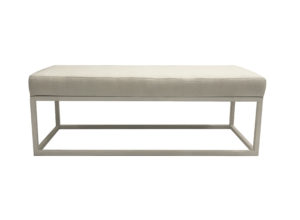 White Linen Double Ottoman with Black or White Base
