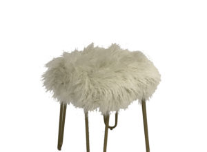 White Faux Fur Stool