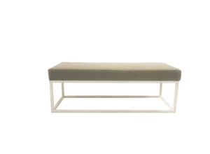 Stone Linen Double Ottoman with Black or White Metal Base