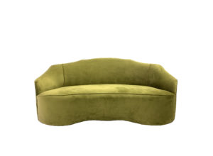 Burnt Lime Velvet Curved Couch