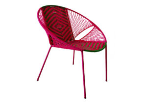 Pink and Green Woven Plastic Chair