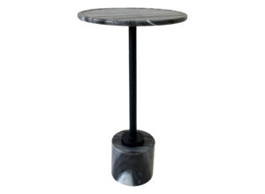 Black Round Marble Side Table with Marble Base