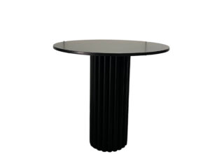 Black Round Cafe Table with Black Scalloped Base
