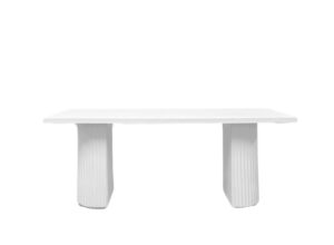 White "Door Top" 6-Seater Table with Scalloped Legs