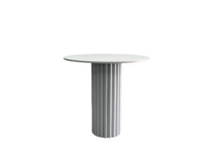 White Round Cafe Table with White Scalloped Base
