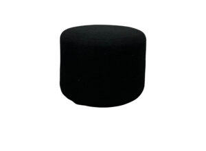 Black Boucle Round Ottoman