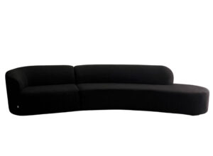 Black Curved Boucle Couch