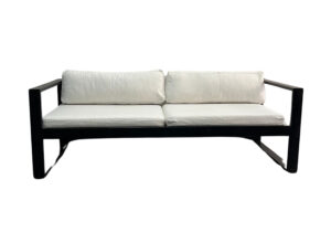 Black Metal Frame Couch with White Cushions