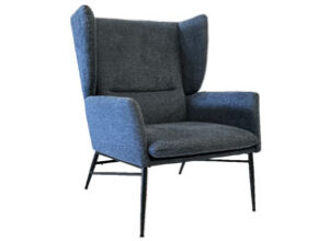 Blue Linen High-back XL Armchair