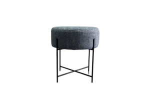 Blue Textured Round Ottoman Small