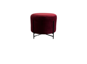 Burgundy Velvet Round Ottoman Small