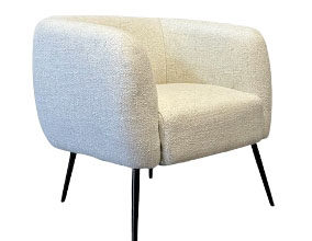 Cream Boucle Tub Chair with Black Legs