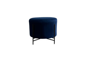 Dark Blue Velvet Round Ottoman Small