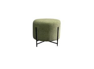 Green & White Patterned Round Ottoman Small