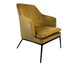 Mustard Velvet High-back Armchair