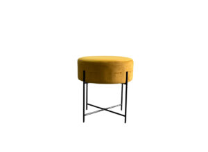 Mustard Velvet Round Ottoman Small