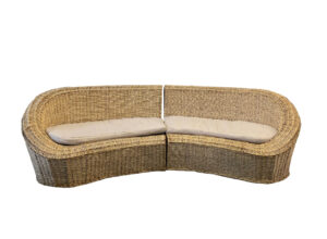 Natural Cane 2-Piece Curved Couch
