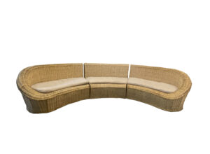 Natural Cane 3-Piece Curved Couch