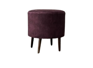 Plum Velvet Round Ottoman Small