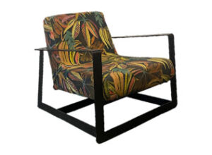 Black Metal Frame Armchair with Tutti Frutti Tropical Print Cover